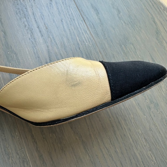 Chanel Slingbacks Beige Black Goatskin & Grosgrain Leather Heel Color Block - 36 - Picture 10 of 16